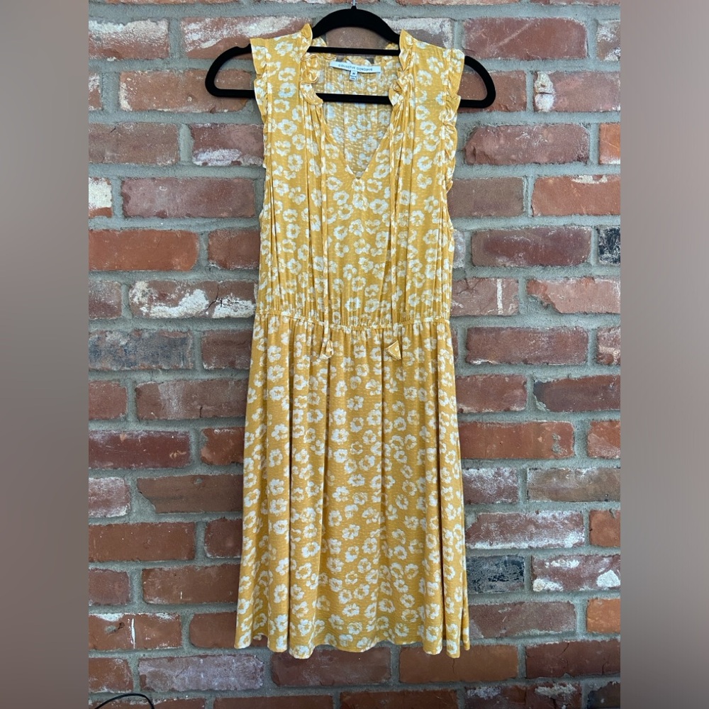 Collective Concepts Perla Textured Ruffle Sleeveless Dress M Sundress Yellow